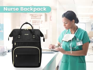 LOVEVOOK Extra Large Travel Laptop Backpack Women, 18 Inch Womens Work Backpack Purse, Waterproof Anti-theft Travel Back Pack with USB Charging Port for College Teacher Nurse, Black - Image 8
