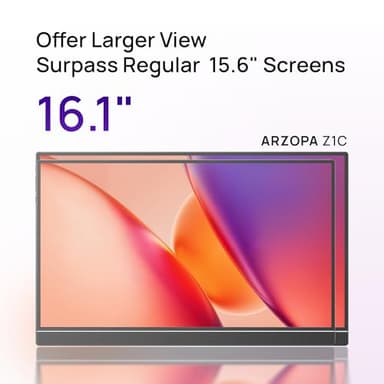 ARZOPA 16.1" Portable Monitor, 100% sRGB FHD 1080P Kickstand Portable Laptop Monitor High Color Gamut Display IPS Eye Care Screen for High-end Office & Entertainment -Z1C - Image 2