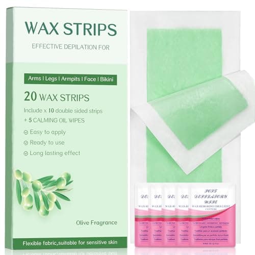 Wax Strips - Body Waxing Strips, Wax Kit for Women & Men - Brazilian Wax Kit, Back Waxing Kit, All Skin Types, Face, Arms, Legs, Armpits, Bikini, 98% Natural, Hypoallergenic Odourless, Green - Image 1