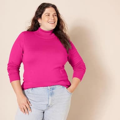 Amazon Essentials Women's Classic-Fit Lightweight Long-Sleeve Turtleneck Sweater (Available in Plus Size), Bright Pink, Medium - Image 6
