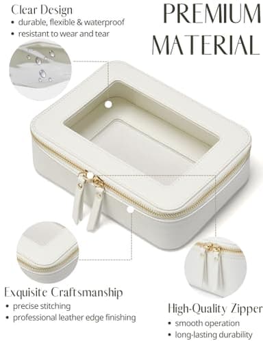 Popvibe Clear Makeup Case White Toiletry Bag Travel Medium Clear Cosmetic Bag with Zipper, Small Make Up Bag Organizer Traveling TSA Approved Transparent Bag Car for Essentials - Image 2