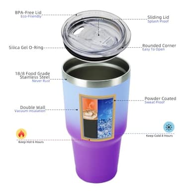 BJPKPK 30oz Color Block Tumbler With Lid And Straw,Stainless Steel Double Wall Vacuum Insulated Tumblers,Ocean Dream - Image 3