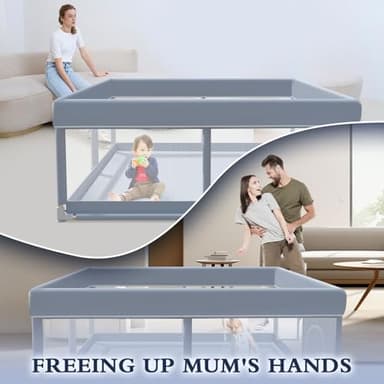 XVISHX 65 x 50 Inch Baby Playpen, Playpen for Babies and Toddlers, Baby Play Pen Playard for Indoor & Outdoor Active Center Game Fence, with Skin-Friendly Fabric and Soft Breathable Mesh, Grey - Image 6