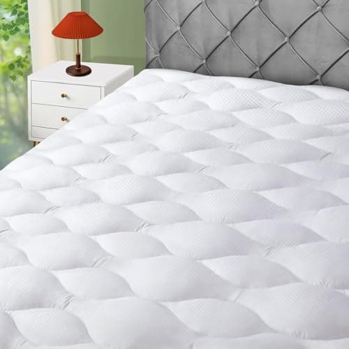 KAYFIA Queen Mattress Pad, Quilted &Breathable Mattress Topper Queen Size with 3D+7D Snow Down Alternative Fill, Cooling Pillow Top Mattress Cover Protector Stretches up 8-21" Deep Pocket -White - Image 1