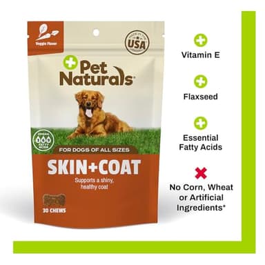 Pet Naturals Skin and Coat for Dogs with Dry, Itchy and Irritated Skin, 30 Chews - Salmon Oil, Vitamin E and Flax Oil - No Corn or Wheat - Vet Recommended - Image 3