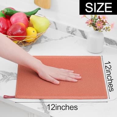 Homaxy 100% Cotton Waffle Weave Kitchen Dish Cloths, Ultra Soft Absorbent Quick Drying Dish Towels, 12 x 12 Inches, 6-Pack, Coral - Image 5