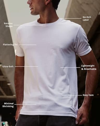 INTO THE AM Premium Men's Fitted Crew Neck Plain Essential Tees - Modern Fit Fresh Classic Short Sleeve T-Shirts for Men (Black, XX-Large) - Image 2
