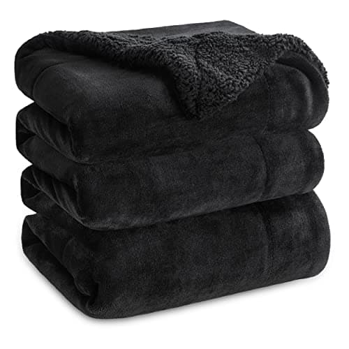 Bedsure GentleSoft Sherpa Fleece Blankets King Size for Bed - Thick and Warm, Soft Fuzzy Plush King Blanket for Winter, Black, 108x90 Inches - Image 1