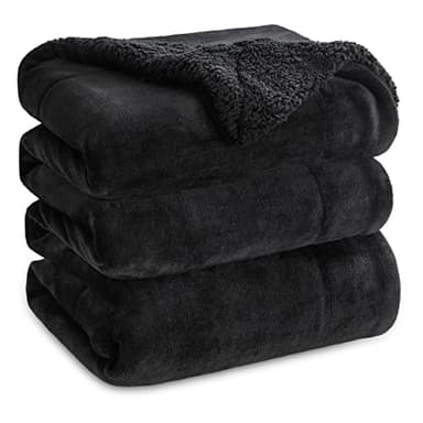 Bedsure GentleSoft Sherpa Fleece Blankets King Size for Bed - Thick and Warm, Soft Fuzzy Plush King Blanket for Winter, Black, 108x90 Inches - Image 1