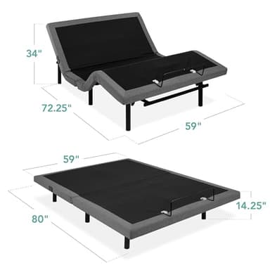 Best Choice Products Ergonomic Queen Size Adjustable Bed Frame, Electric Base w/Wireless Remote Control, Nightlight, Massager, 2 USB Ports - Image 2