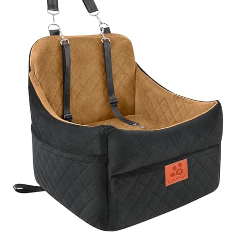 GL GLENSLAVE Dog Car Seat for Small/Medium Dogs, Dog Booster Car Seats with Thick Cushion for Dogs Under 35lbs, Detachable Washable Pet Car Seat with Storage Pockets, 2 Safety Belts(Black/Coffee) - Image 1