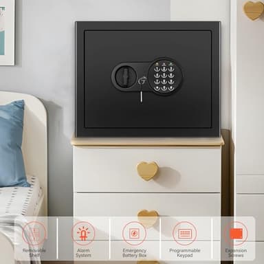 1.6 Cu Ft Home Safe Fireproof Waterproof, Fireproof Safe with Fireproof Document Bag, Programmable Keypad & Removable Shelf, Digital Home Security Safe Box for Money Firearm Medicines Valuables - Image 9