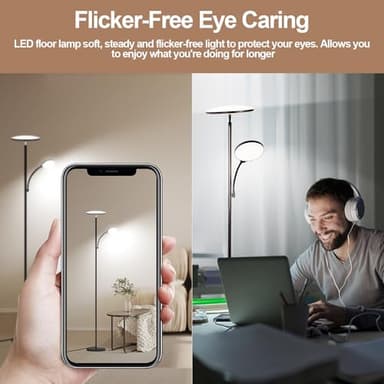 marctronic Floor Lamps for Living Room, 44W/4500LM Super Bright 2 in 1 LED Floor Lamp with Remote, Stepless Dimmable, 69" Tall Standing Floor Lamp with Bendable Reading Light for Bedroom Office - Image 6