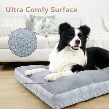MIHIKK Washable XXL Dog Bed for Extra Large Dogs with Anti-Slip Bottom, Premium Foam Pet Pad for Crate for Large Medium Small Sized Puppies, 47" x 29" Gray - Image 2