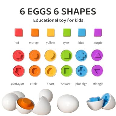TEMI Toddler Chicken Easter Eggs - Color Matched Game Shape Sorter with 6 Toy Eggs for Kids 3-5, Fine Motor Skills Sensory Toys, Educational Gifts for 3-6 Girls Boys Baby - Image 6