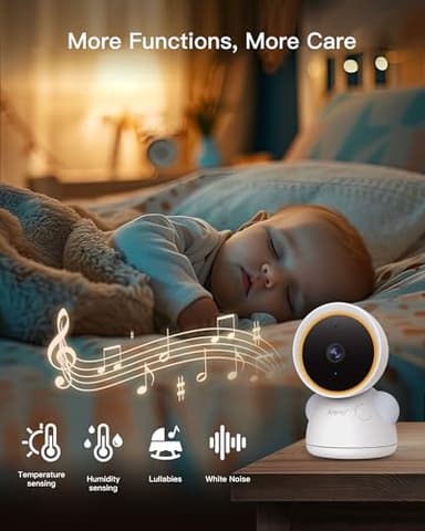 ARENTI Baby Monitor with 2 Cameras, 2K/3MP WiFi 6 Camera and Audio, 5-inch Wireless Screen, Smartphone App, Super Night Vision, Crying Detection, Auto Tracking, Temp&Humidity Sensor (D3 Set) - Image 5