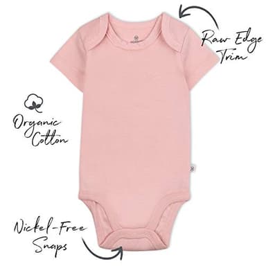HonestBaby Unisex Baby Organic Cotton Short Sleeve Bodysuits Multi Pack And Toddler T-Shirt Set, 5 Pack Pink Sands, Newborn US - Image 2