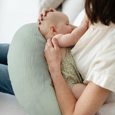 Nursing Pillow Cover - 2-Pack Muslin Cotton Removable Covers for Breastfeeding Pillows, Ultra-Soft Baby Feeding Pillowcase for Boy & Girl, Fits 22.5"x18" Pillows (Green Leaf & Sage Green) - Image 2