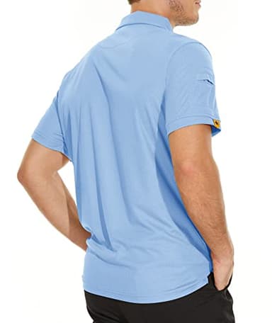 V VALANCH Moon Blue Polo Shirts for Men Short Sleeve Summer Collared Golf Polo Athletic Shirts - Image 3
