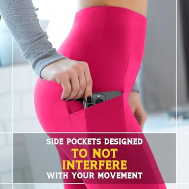 Walifrey Leggings with Pockets for Women, High Waisted Buttery Soft Womens Leggings for Gym Yoga Workout (Pink SM) - Image 5