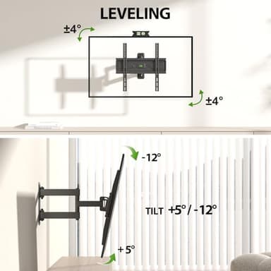 USX MOUNT Corner TV Wall Mount for 26-60 Inch TVs up to 80 lbs, Single Articulating Arm, Full Motion TV Wall Mount Bracket with Swivel and Tilt, Max VESA 400x400mm - Image 5