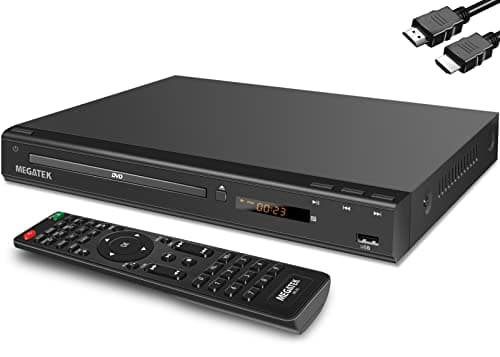 MEGATEK Region-Free HDMI DVD Player for TV, Compact CD/DVD Player for Smart TV, USB Port, Plays All Region DVDs & Multi Formats, Metal Housing, HDMI/RCA Cables & Remote Included - Image 1