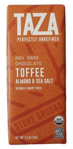 Taza Chocolate Organic Amaze Bar 60% Stone Ground, Toffee Almond Sea Salt, 2.5 Ounce (10 Count), Vegan - Image 3