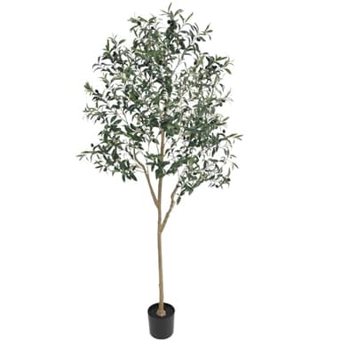 Artificial Olive Tree for Living Room Decor, 6FT Tall Faux Silk Plant Artificial Tree in Potted Oliver Branch Leaves and Fruits for Modern Home Decor Indoor - Image 1