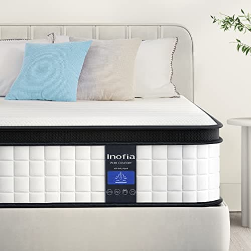 Inofia 10 Inch Full Hybrid Double Mattress in a Box - Medium Firm, Memory Foam & Pocket Springs, Fiberglass Free, Motion Isolation, Pressure Relief, Edge Support, 10-Year Support, CertiPUR-US - Image 1
