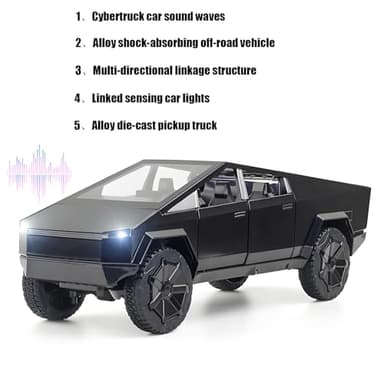 Toy Truck with Motorcycle Alloy Die Casting Model Pickup Truck Electric Vehicle Model Off - Road Wagon Toy Race Ca -Sound and Light Effect Ideal Gift Age for 6 Year Up(Grey) - Image 2