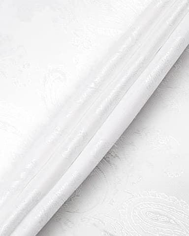 J.VER Men's Silk Satin Long Sleeve Dress Shirts Casual Button Down Paisley Shirt Luxury Party Shirts White S - Image 4