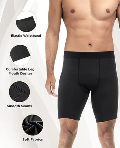 Niksa 3 Pack Compression Shorts Men Quick Dry Black Performance Athletic Shorts-L - Image 5