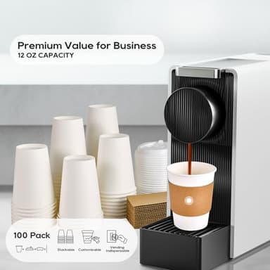 [100 Pack] 12 oz Paper Coffee Cups, Disposable Paper Coffee Cup with Lids, Sleeves, and Stirrers, Hot/Cold Beverage Drinking Cup for Water, Juice or Tea, Suitable for Home, Shops and Cafes - Image 4