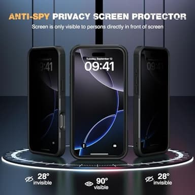 Diaclara Designed for iPhone 16 Pro Max Case, [with Privacy Screen Protector] [Anti Spy] [Military Grade Drop Protection] Heavy Duty Full-Body Shockproof Phone Case, Magnetic Black - Image 5