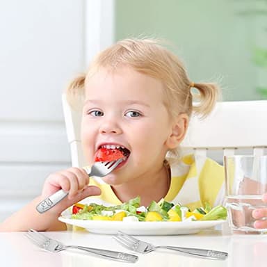 Pimoys 9-Piece Toddler Silverware Set - Stainless Steel Kids Forks & Spoons, Dishwasher Safe - Image 5