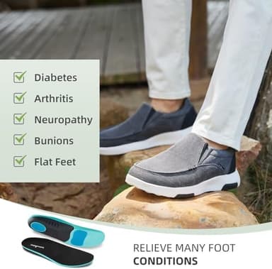 OrthoComfoot Men's Orthopedic Comfortable Slip-On Shoes with Arch Support, Orthotic Loafers for Plantar Fasciitis, Canvas Leisure Vintage Flat Walking Shoes for Foot and Heel Pain Relief - Image 5