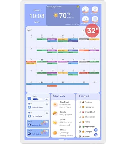 Cozyla Mate Digital Calendar+ 2: 32 Inch Wall Touch Screen Chore Chart Customize Dashboard Smart Electronic Calendar for Family Schedules Meal Planner Supports All Google Play Apps Wall Mount White - Image 1