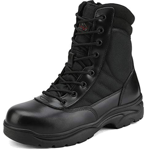 NORTIV 8 Steel Toe Boots for Men Safety Industrial & Construction Military Work Boots Slip Resistant ASTM F2413-18, TROOPER-STL,Size 12W,Black - Image 1