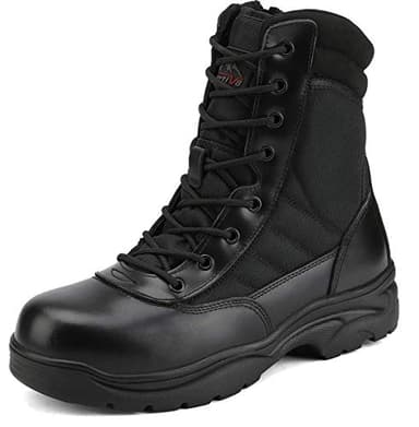 NORTIV 8 Steel Toe Boots for Men Safety Industrial & Construction Military Work Boots Slip Resistant ASTM F2413-18, TROOPER-STL,Size 12W,Black - Image 1