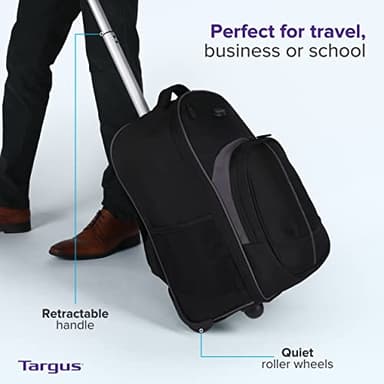 Targus 16 Inch Compact Rolling Backpack, Black - Wheeled Travel Bag with Removable Protective Laptop Sleeve, Fits Laptops Up to 16” and MacBook Pros up to 17” (TSB750US) - Image 7