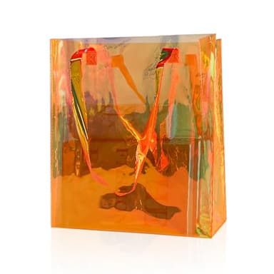 TotePrint Large Orange Holographic Tote Shopping Bag Waterproof Sandproof Iridescent Beach Totes Bags with Handle for Women (D2109-6 Orange) - Image 1