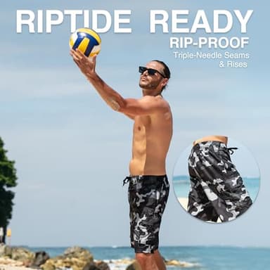 Kanu Surf Men's Barracuda Swim Trunks (Regular & Extended Sizes), Camo Black, 4X - Image 5