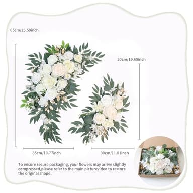 Odouzy Pack of 2 Wedding Arch Decorations Artificial Hanging Flowers Floral Swag for Wedding Welcome Sign Backdrop Balloon Arch Home Party Bridal Ceremony Reusable(White) - Image 7