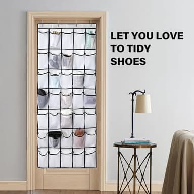 Teikou 35Large Pockets Over The Door Shoe Organizer, Mesh Pockets Shoe Holder Rack, Capacity Shoe Hanging Storage，door shoe rack With 4 Metal Hook. - Image 5