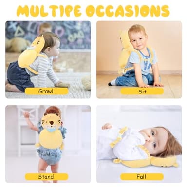 Baby Head Protection Backpack - Soft & Comfortable, Cute Cartoon Design, Cute-Tiger - Image 7