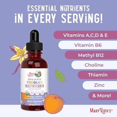 MaryRuth Organics Kids Multivitamin for Toddlers | USDA Organic | Toddler Vitamins Liquid Drops for Kids Ages 1-3 | Toddler Immune Support & Overall Wellness | Vegan | Non-GMO | Gluten Free | 2 Fl Oz - Image 7