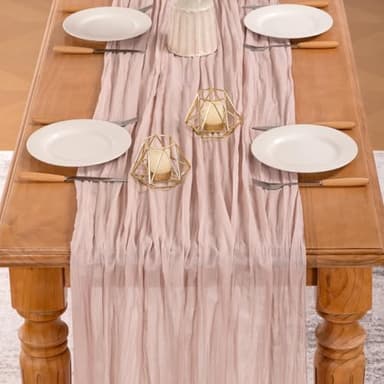 MLMW 6 Pack Pink Cheesecloth Table Runner Boho Gauze Rustic Cheese Cloth Table Runner 160 inch Sheer 13.3ft for Gender Reveal Wedding Party Baby Bridal Shower Birthday - Image 4