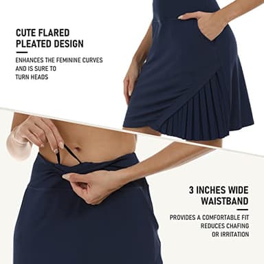 MoFiz Women's Tennis Skirts High Waisted Lightweight Athletic Golf Skorts Skirts Ladies Casual Skort with Pockets Navy XL - Image 4