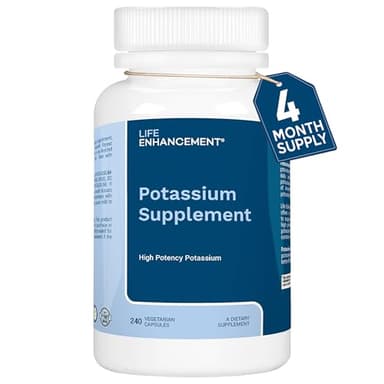 Life Enhancement High Absorption Potassium Supplement for Muscle, Brain & Bone Health - No Additives High Potency Elemental Potassium Supplement is Made in USA (240 Capsules – 120 Servings) - Image 1