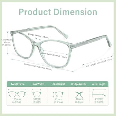 Madison Avenue TR90 Blue Light Blocking Glasses Anti Eyestrain UV Glare Blue Light Glasses for Women TV Phone Computer Gaming Eyeglasses (Transparent Green) - Image 5